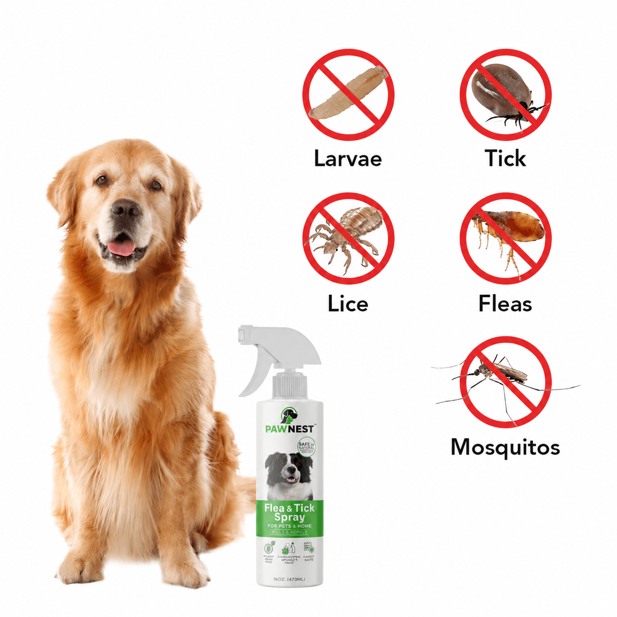 PawNest™ - All Natural Flea & Tick Spray for Dogs and Cats